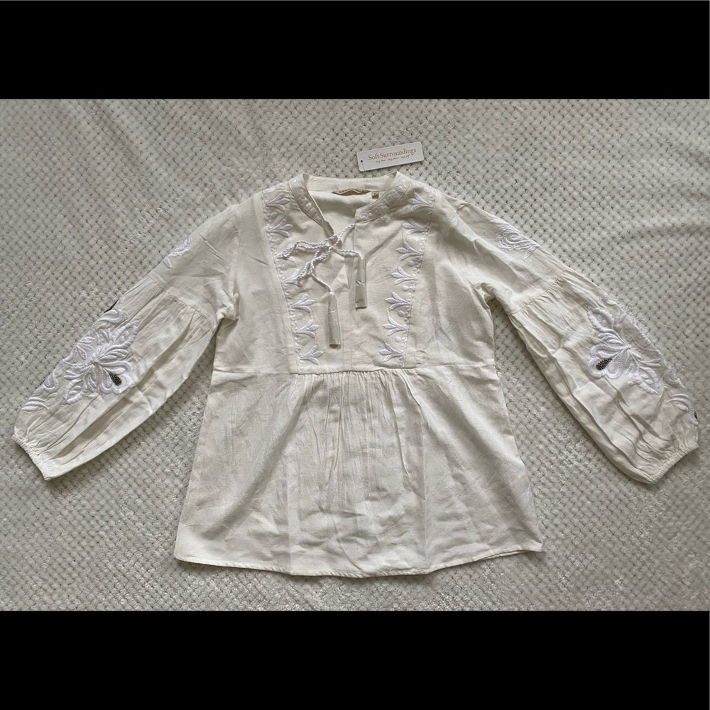 Soft Surroundings Long Sleeve Beaded Blouse